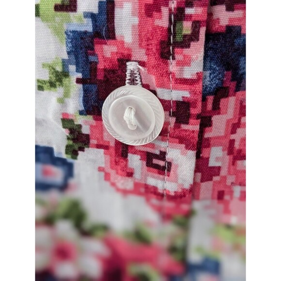 Classics Jantzen Top Womens L Vintage Floral Multi Short Sleeve Button Up Shirt - Picture 5 of 10